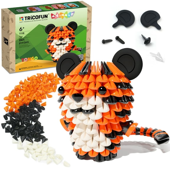 Tricofun Animals 3D Soft Building Blocks - Cute Animal Kit,  STEM Educational Toys, Enhance Hands-On Skills Building Blocks -1118-TIGER