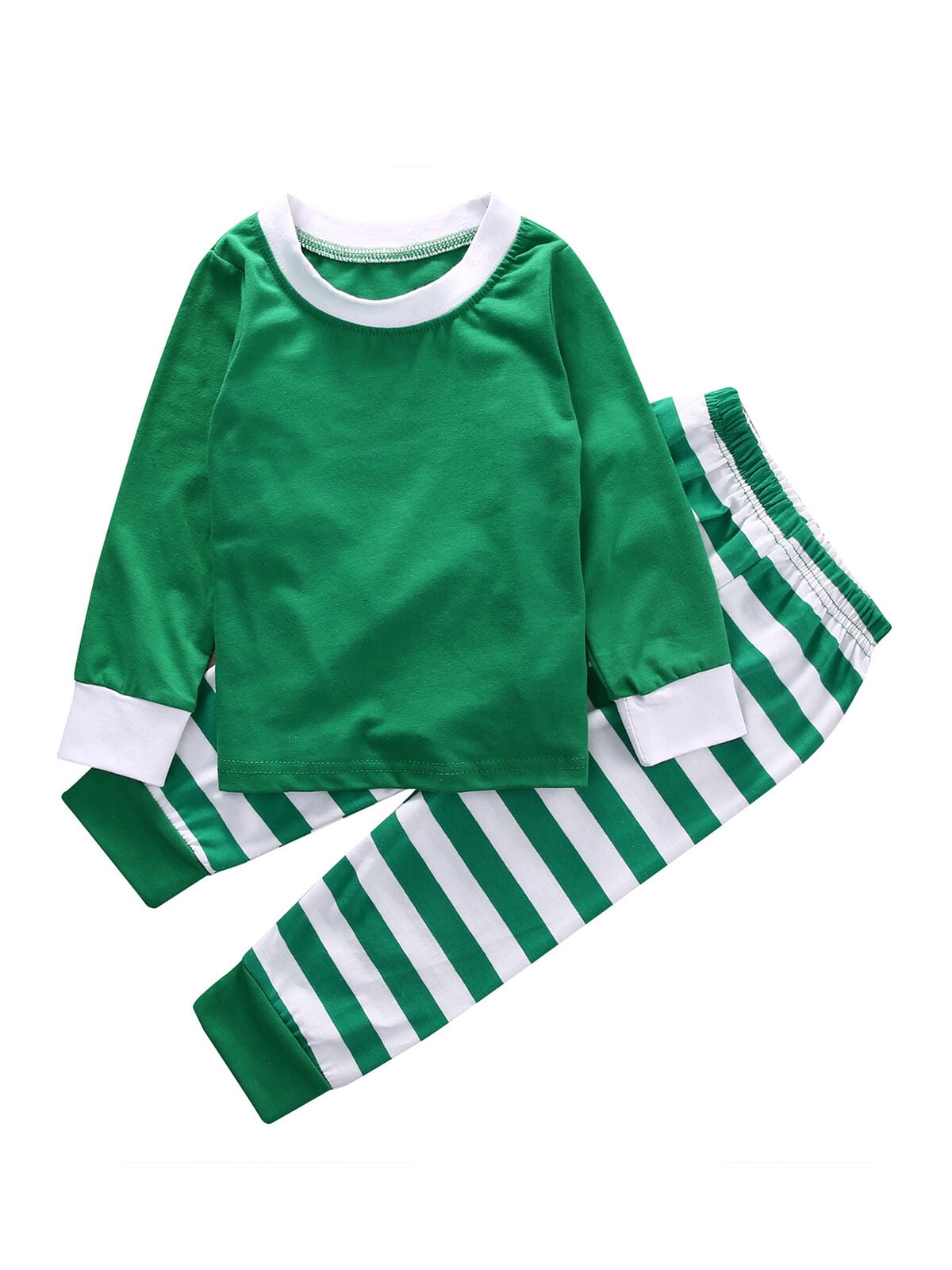 X-mas Christmas Striped Nightwear Winter Baby Kid Boy Girl Pajamas Set Sleepwear