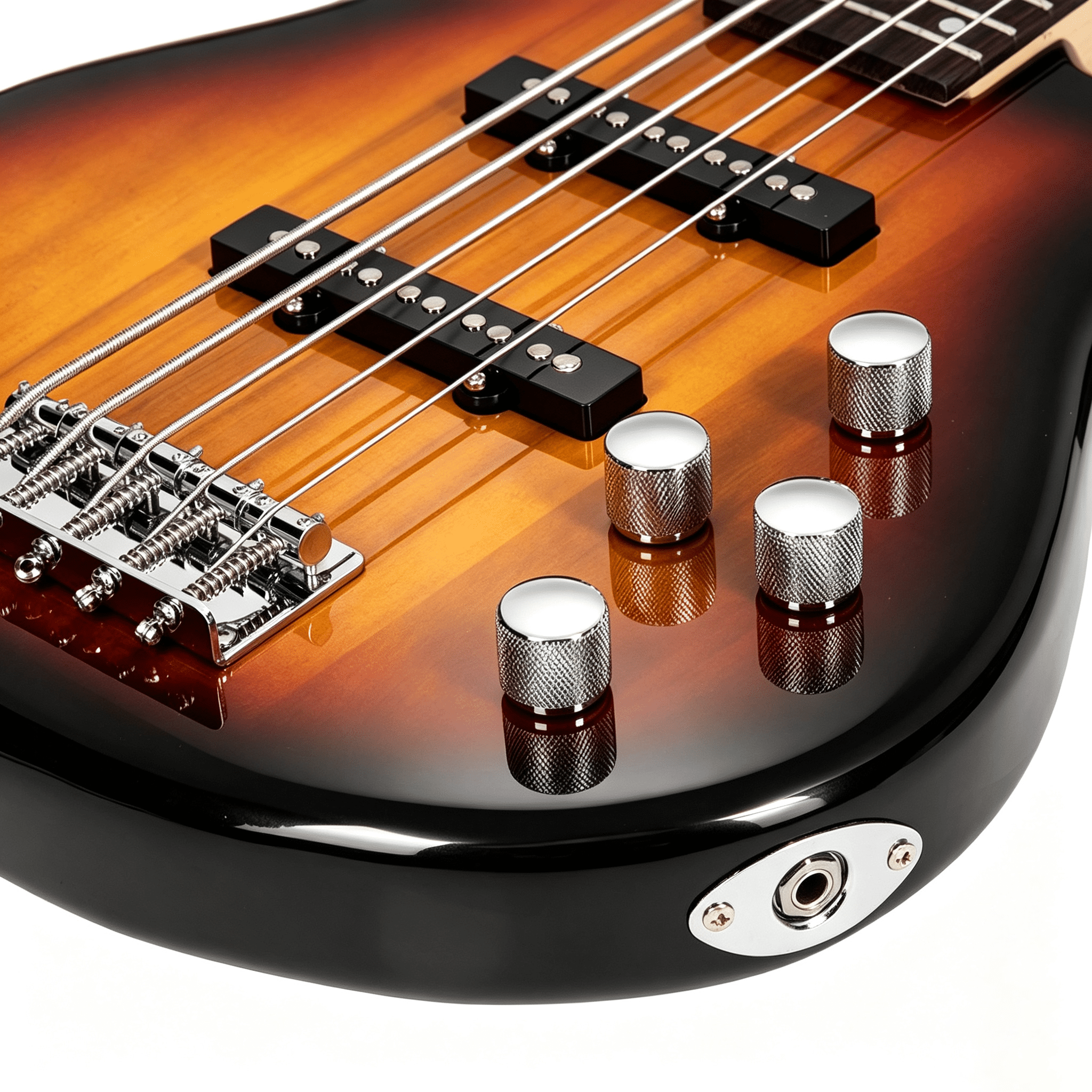 GIB Electric 5 String Bass Guitar Full Size Bag Strap Pick Connector Wrench Tool Sunset Color