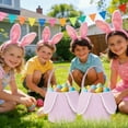 thumbnail image 5 of Bfogop Easter Basket Egg Hunt Bunny Baskets for Kids with Cute Rabbit Ears Storage Gifts Easter Gift Bags Tote Bags for Easter Party Decorations Egg Candy Gift Carry Bucket 9x9 Inch, 5 of 6