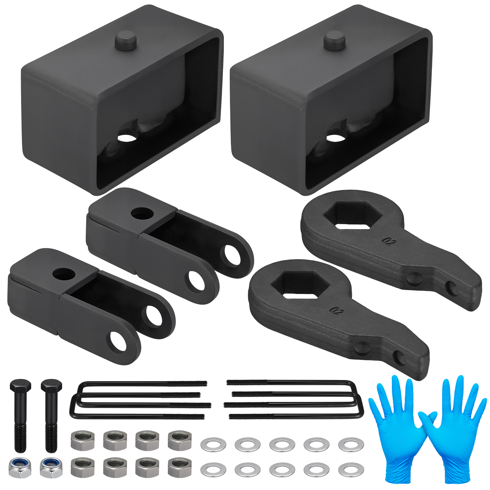 SPEEDWOW 3" Front and Rear Suspension Lift Kit Compatible With Chevy Silverado GMC Sierra 1500 4X4 4WD 1999-2007- Leveling Lift Kits with Strut Spacer and Shock Extenders