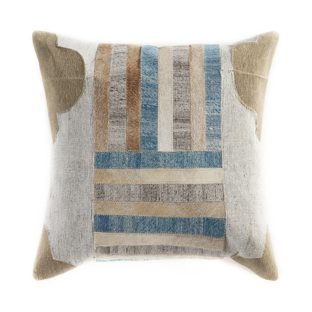 LR Home Homestead Bucolic Stripe Indoor Throw Pillow Turquoise / Multi