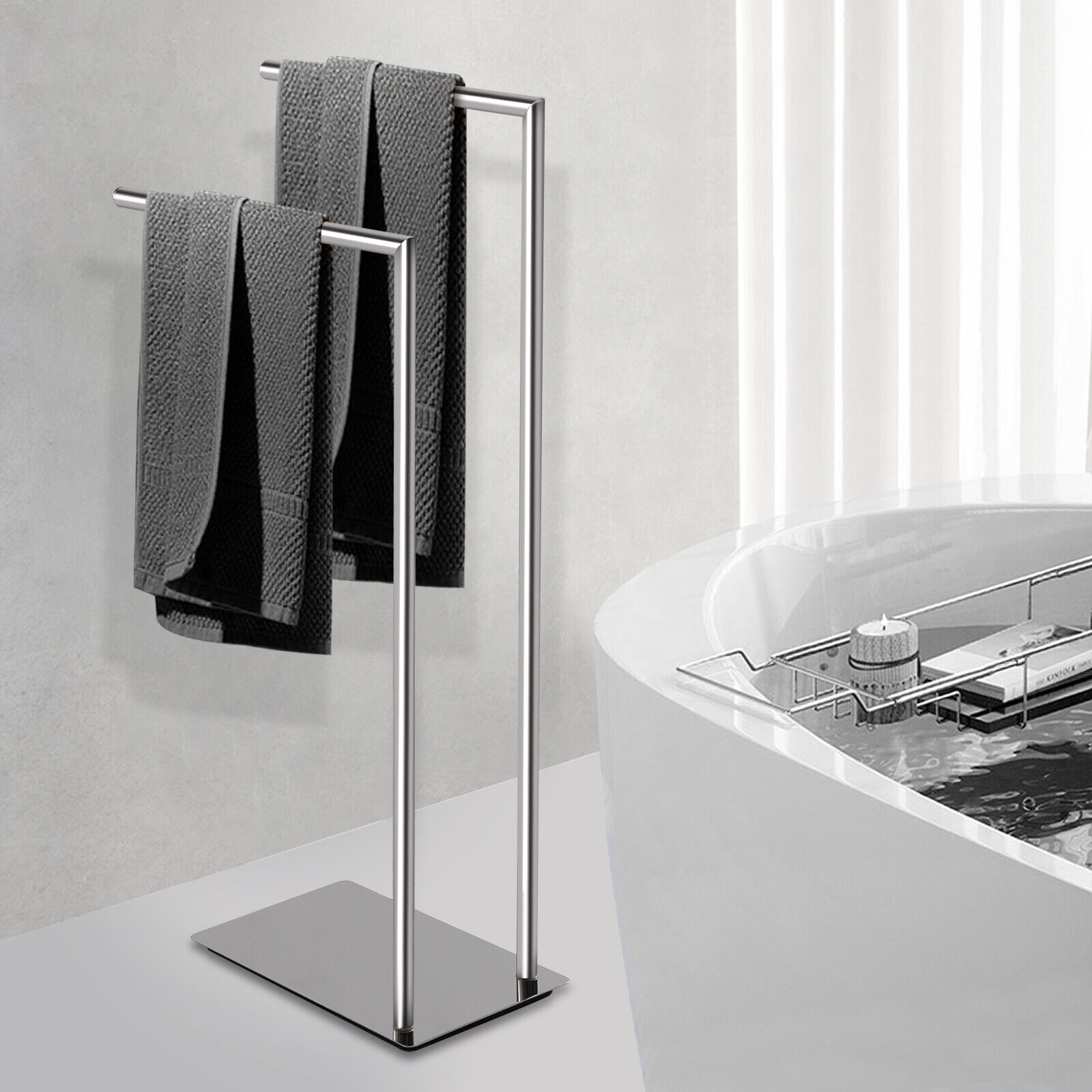 Miumaeov Double Hand Towel Tree 2 Towels Holder and Accessories Stand