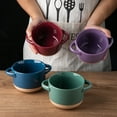 thumbnail image 4 of AmorArc 24 Ounces Soup Bowls with Large Handles and Lids, Stoneware Bowls Set of 4 for Soup,Cereal,Stew,Noodle, Colourful Ceramic Kitchen Bowls, Microwave&Dishwasher Safe, Multicolor, 4 of 6