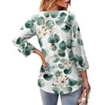 thumbnail image 7 of Delconic Women’s Casual Floral Print V Neck Three Quarter Sleeve Loose Fit Blouse Top for Everyday Wear and Comfortable Style Light Green L, 7 of 7