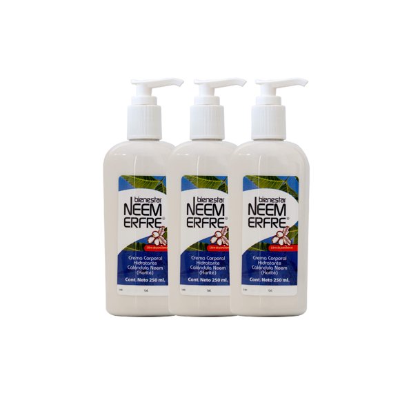 NEEM ERFRE PAQUETE DE 3 CREMAS CORPORAL HIDRATANTEDE KARITE bienestar NEEM ERFRE envase de 250ML c/u