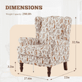 thumbnail image 3 of Hommow Floral Print Fabric Accent Vintage Upholstered Armchair with Dark Wood Legs, Brown, 3 of 6