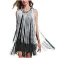 thumbnail image 2 of Party Fashion Neck Sequin Fringe Dress Nightclub Sleeveless Slimming Mid Length Dress Jackets for Women Black,Free Size, 2 of 6