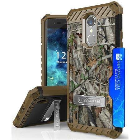 LG Zone 4 Case, Autumn Camo Tree Leaf Real Woods Rugged Hunting Cover [Magnetic Stand + Card Slot + Strap] for LG Zone 4, Risio 2, Risio 3, Rebel 2, Rebel (Best 3 Reel Slots)