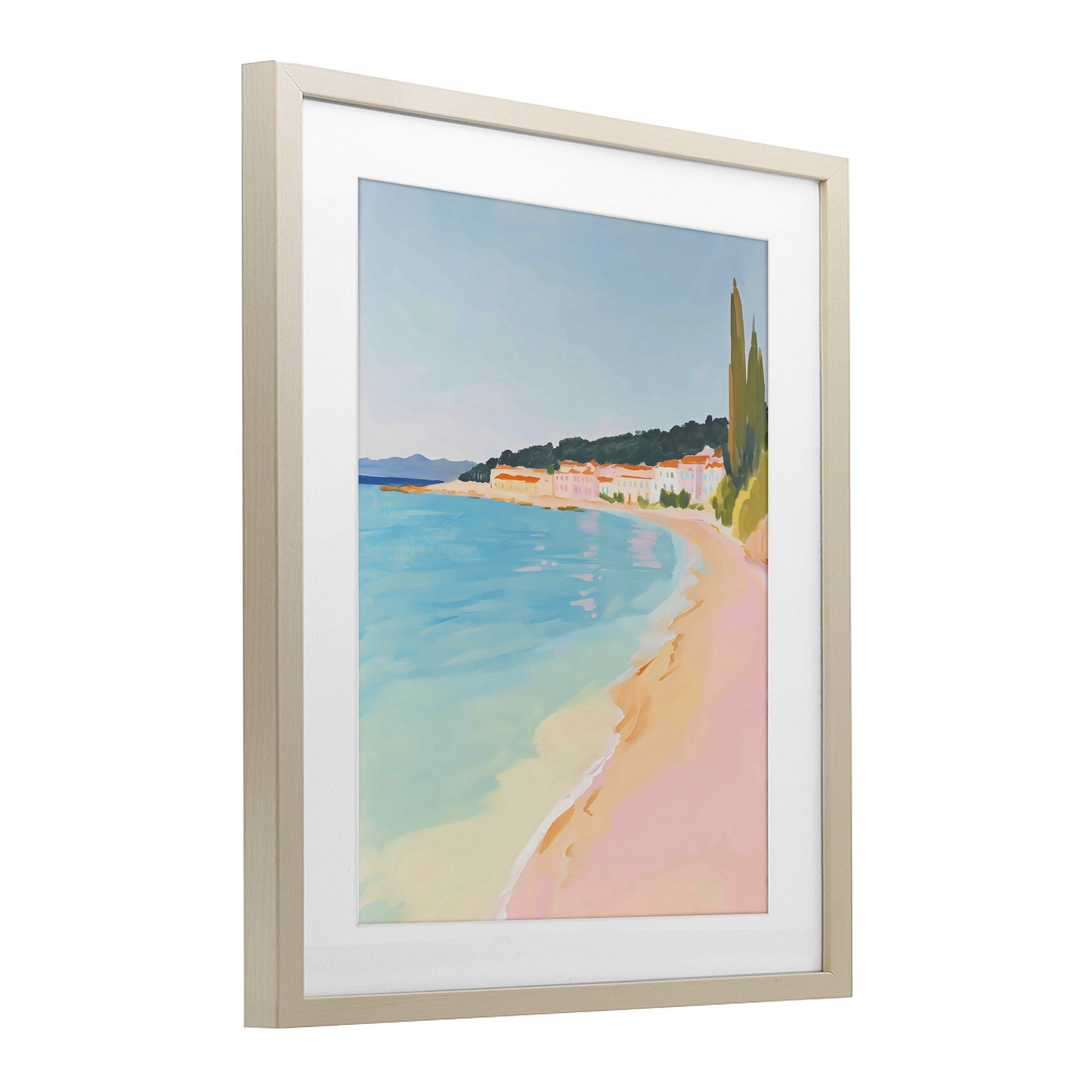 Stupell Industries Abstract Village By The Sea Birch Framed Print Under Glass, design by The Prints Vibe