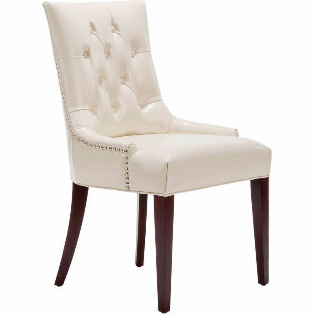 SAFAVIEH Amanda 19''H Traditional Glam Tufted Chair, Flat Cream