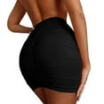 thumbnail image 5 of vigerkar Women's Stretch High Waist Ruched Bodycon Double Layer Casual Mini Skirt Black, L, 5 of 6