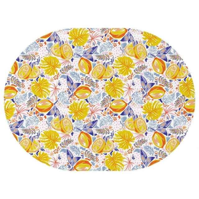 Oval Table Cloth Summer Lemon Fruits,Wrinkle Free Table Cover with Polyester,Waterproof Reusable Table Cloths for Weeding Birthday Tea Party Decorations (Oval,54x72inch)