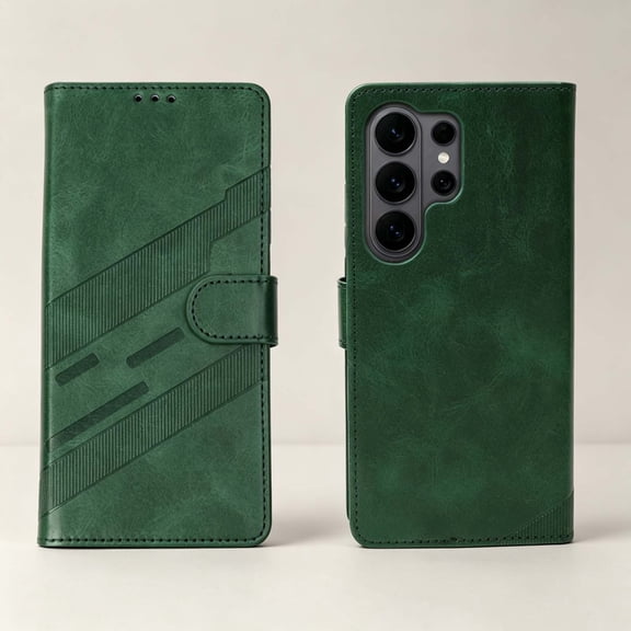 For Samsung Galaxy S23 Plus Flip Phone Case,PU Leather Flip Foldable Kickstand,,Retro Embossed Flip Cover,With Card Slots,Magnetic Closure,Shockproof Non-Slip Anti-Scratch Phone Case,Dark Green