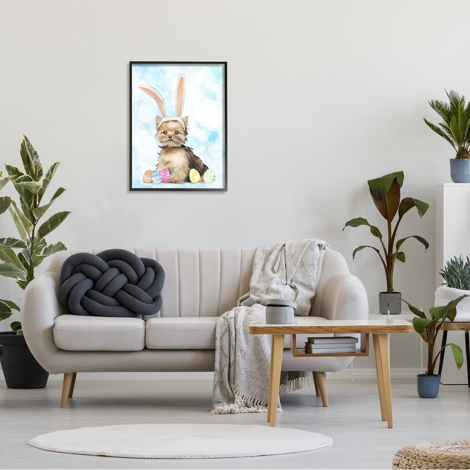 Stupell Industries Easter Yorkie Puppy Bunny Ears Patterned Eggs, 24 x 30,Design by Ziwei Li