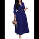 thumbnail image 1 of Vestido Plisado para Mujer, Cuello en V, Larga, Corte A, para Iglesia, Trabajo Formal, Negocios, con Cinturón Azul Oscuro S, 1 of 10