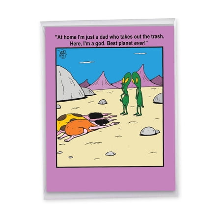 1 Jumbo Funny Father's Day Greeting Card (8.5 x 11 Inch) - Best Planet Ever J3621FDG
