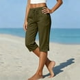 thumbnail image 6 of Zeliretfy Women Capri Pants Summer Casual Cropped Pants Drawstring Elastic High Waisted Trousers with Pockets, 6 of 8