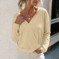 thumbnail image 1 of Ichuanyi liquidación femenina moda en v pueblo en v capucha color manga de mangas largas suéter tops ICHUANYI WER202308243410, 1 of 8