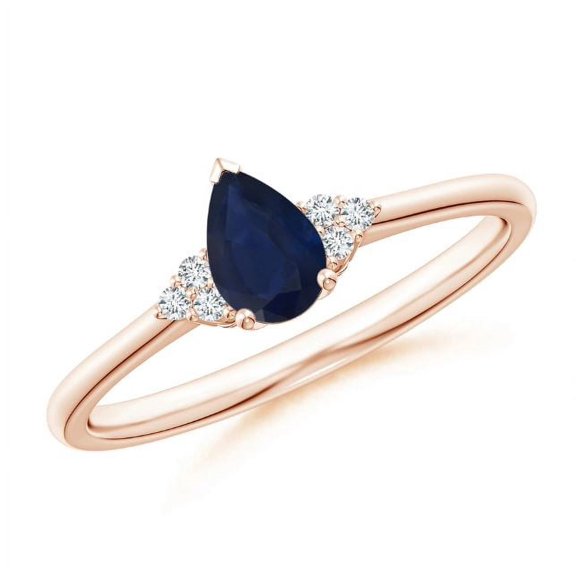 Pear Shape Blue Sapphire CZ Diamond Cocktail Band Ring Women 925 Sterling Silver Rose Gold Plated September Birthstone Christmas New Year Gift Gemstone Jewelry