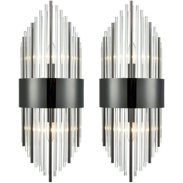 SAMTEEN Crystal Modern Wall Sconces Black Glass 2-Light LED Incandescent Fixture