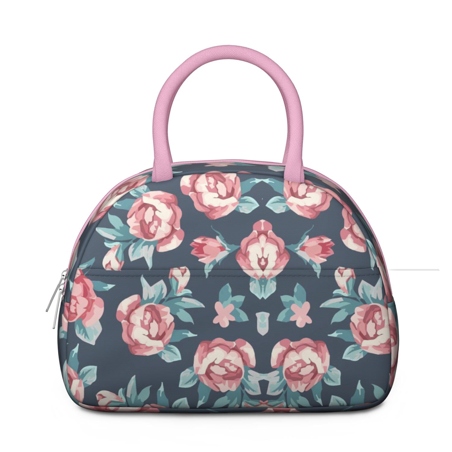 Rustic Floral Lunch Bag – Vintage Bloom Pattern Tote for Women with Insulated and Leakproof Lining, Ideal for Outdoor Meals