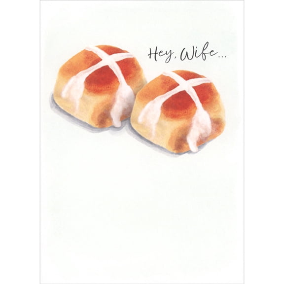 Designer Greetings Two Hot Cross Buns Photo on White Humorous / Funny Easter Card for Wife