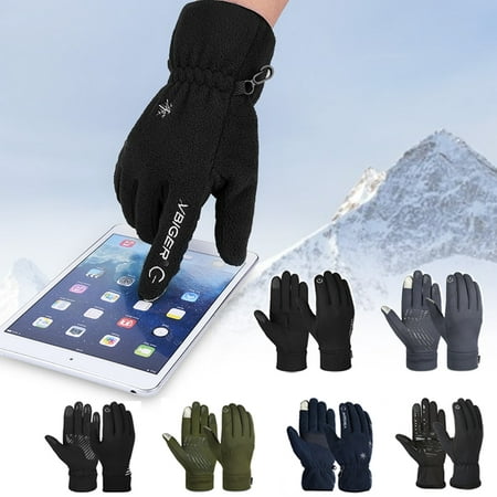 Vbiger Winter Warm Gloves Touch Screen Gloves Driving Gloves Cycling Gloves for Men Women, Black,