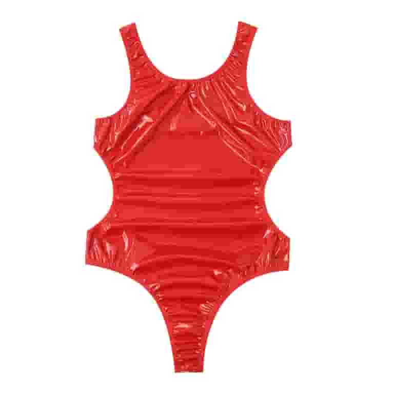 ★2023SS新作★SIO★RED MOON SLEEVELESS ONE PIECE YONGHS Mens Faux Leather Leotard Latex Catsuit Sleeveless