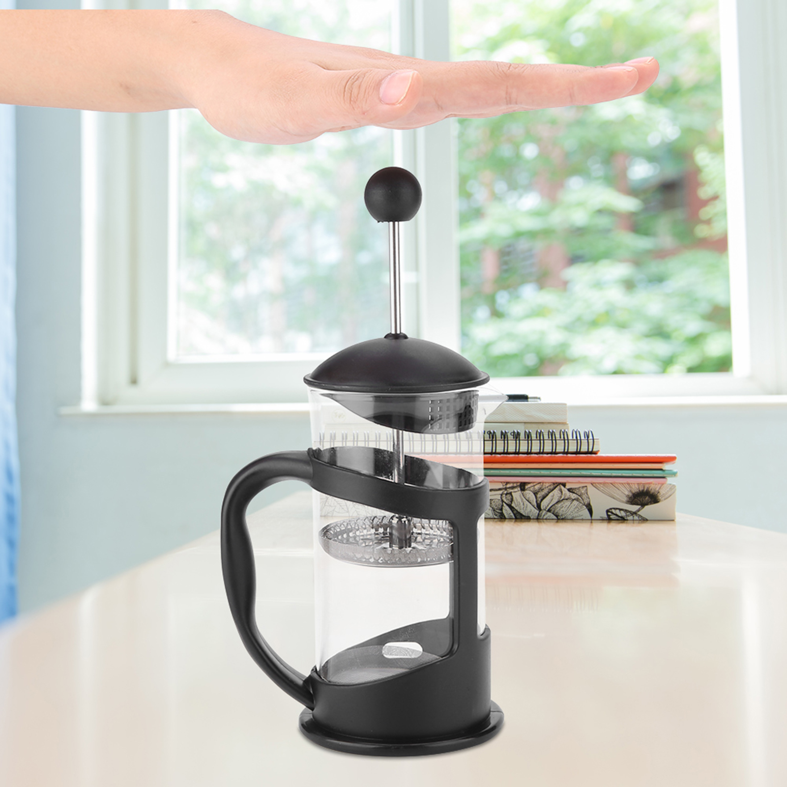 Cafetière à Pression Française En Verre Borosilicate – 600 Ml – Acier Inoxydable Et Verre – Pour Café Et Thé
