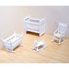Melissa & Doug Classic Wooden Dollhouse Nursery Furniture, 4pc, Crib, Bassinette, Rocker, Rocking Horse