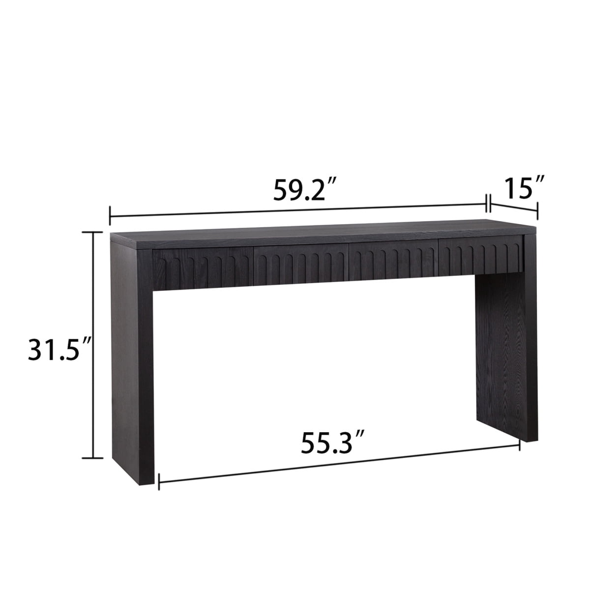 Hassch Modern 59.2" Console Table with Carved Drawer Fronts, Engineered Wood Hallway, Sofa, or Accent Table, Narrow Design for Small Spaces, Black/Natural