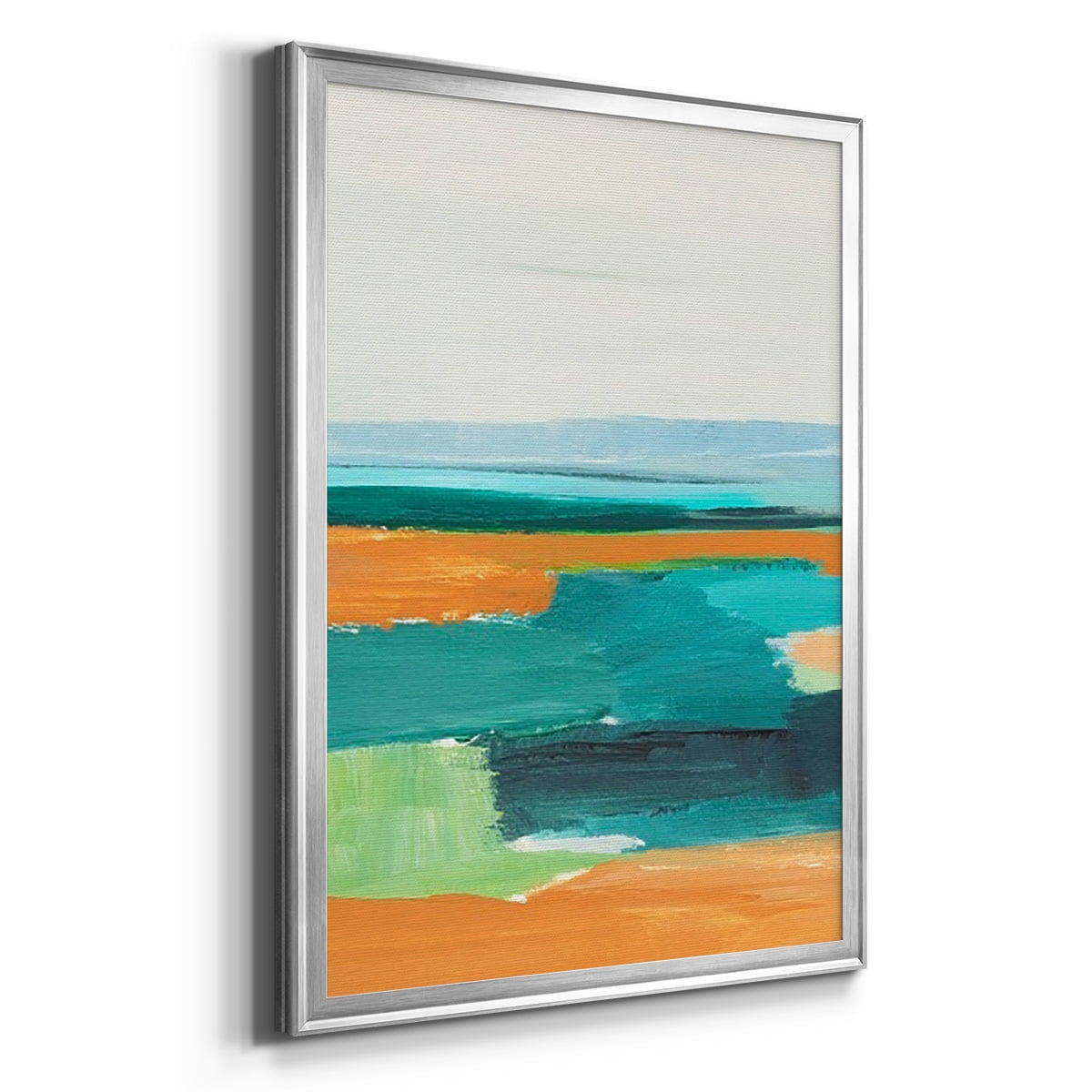 Aqua and Orange I Premium Framed Print, in Gold, Black, or Silver - Ready to Hang