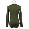 thumbnail image 5 of Sexy women bodysuit plunge neckline lace up tie front stretch playsuit leotard jumpsuit overalls, 5 of 5