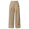 thumbnail image 6 of Ozmmyan Wide Leg Pants for Womens High Elastic Waisted Pants for Womens Ruched Button Front Casual Winter Trousers with Side Pockets Solid Color, 6 of 6
