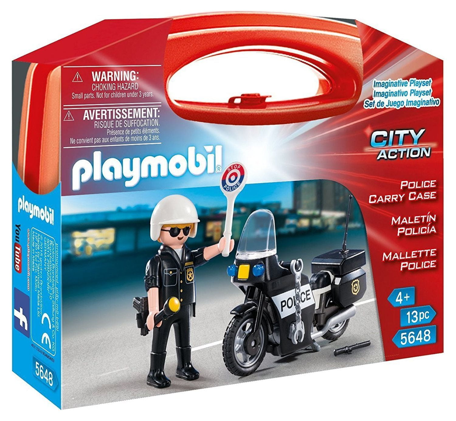 PLAYMOBIL City Action Police Carry Motorcycle Play Vehicle Playset, for  children 4 years and older.