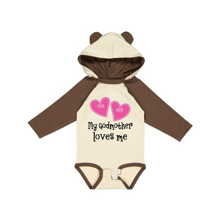 

Inktastic My Godmother Loves Me hearts Girls Long Sleeve Baby Bodysuit