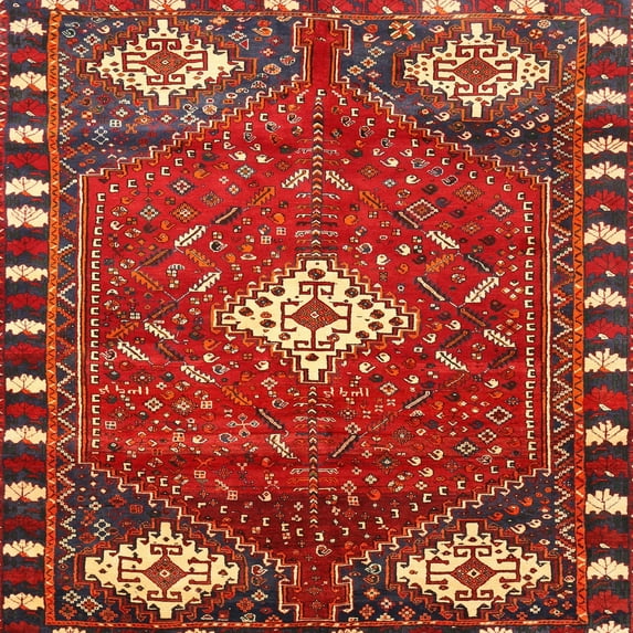 Ahgly Company Indoor Square Traditional Red Persian Area Rugs, 4' Square