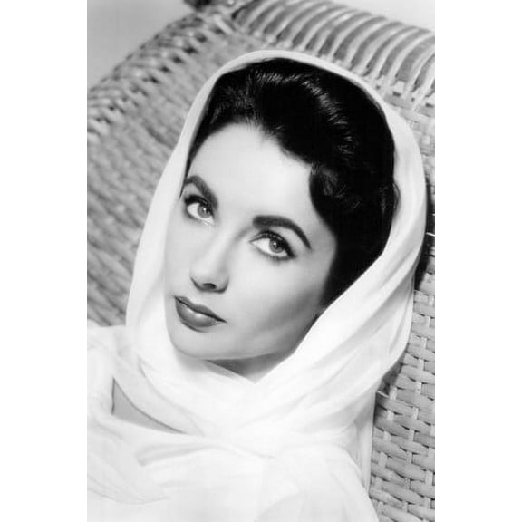 Elizabeth Taylor 24x36 Poster stunning image in white head scarf