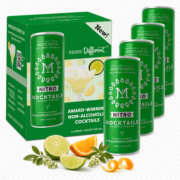 Mocktail Uniquley Crafted Non Alcoholic Vida Loca Margarita, 6.8 oz, 4 Pack