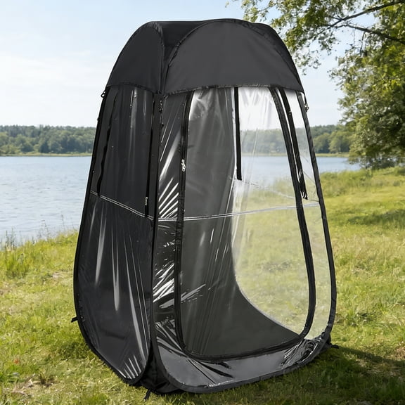 CQSXDA Portable Pop Up Sports Tent in Black, Perfect Size for Outdoor Events, Camping and Fishing Shelter from Wind and Rain