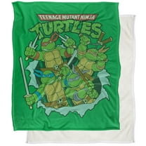 TMNT Blanket, 50"x60" TMNT Group Retro Silky Touch Sherpa Back Super Soft Throw Blanket