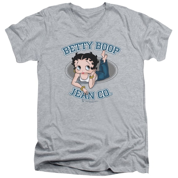 Betty Boop Jean Co S/S Adult V-Neck T-Shirt Athletic Heather