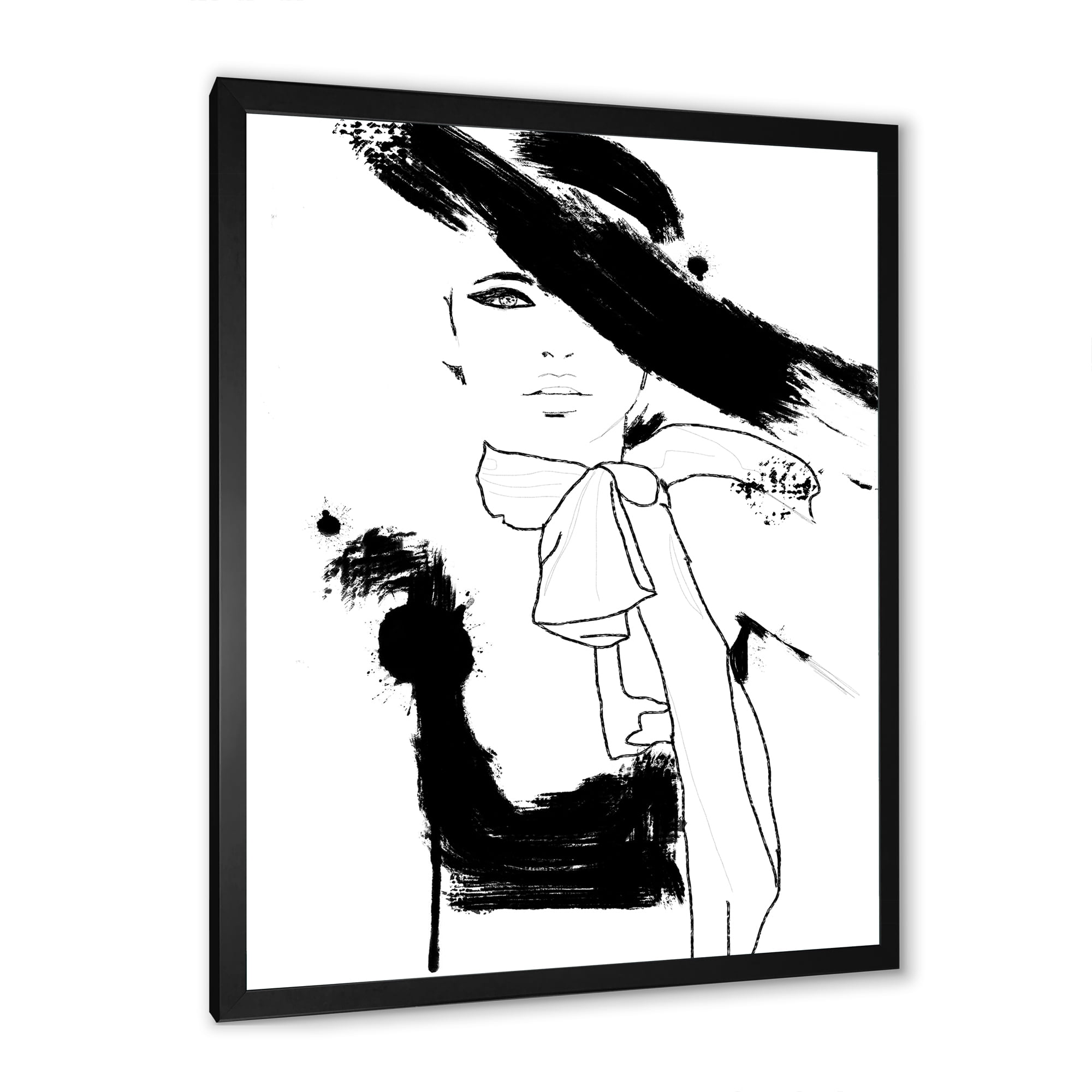 Designart 'Beautiful Black and White Model Haute Couture Fashion Woman II' Modern Framed Art Print