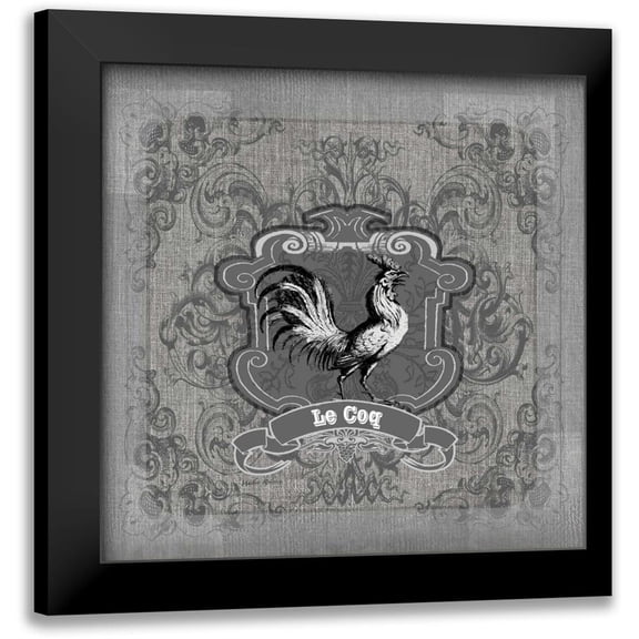 Robertson, Walter 12x12 Black Modern Framed Museum Art Print Titled - Filigree Rooster