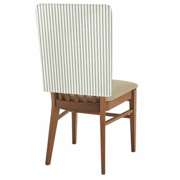 1 Pack Sage Green Striped Chair Back Covers Modern Stripes Farmhouse Rustic Simple Stretchable Removable Chair Slipcovers Washable Seat Covers for Dining Room Kitchen Restaurant 19 x 18 Inch