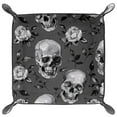 thumbnail image 2 of Women Girls Leather Square Dish Trinket Plate Jewelry Tray, Skull Rose Floral Pattern Flag Mothers Day Birthday Gift, 20.5x20.5cm, 2 of 6
