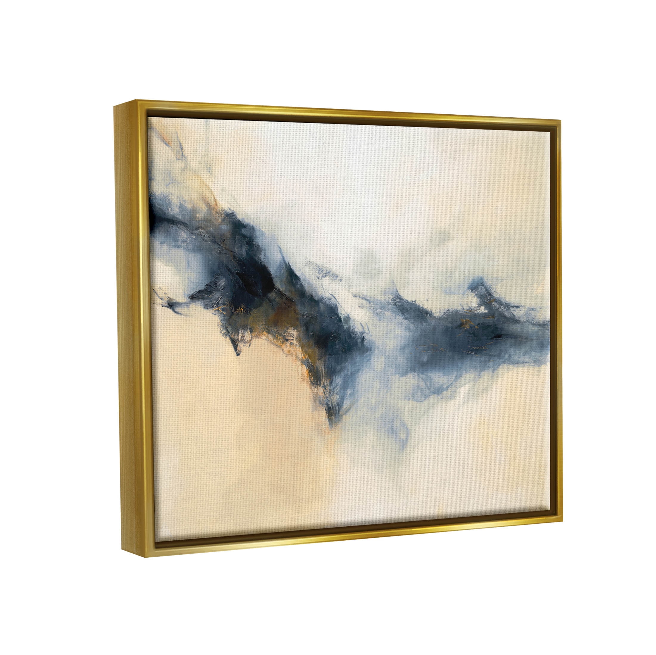 Stupell Industries Fluid Contemporary Shape Arrangement Graphic Art Metallic Gold Floating Framed Canvas Print Wall Art, Design by Dina D’Argo