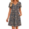 thumbnail image 2 of Fantaslook Summer Dresses for Women Casual Short Sleeve V Neck Babydoll Dress Fashion Vacation Mini Dress with Pockets, 2 of 9