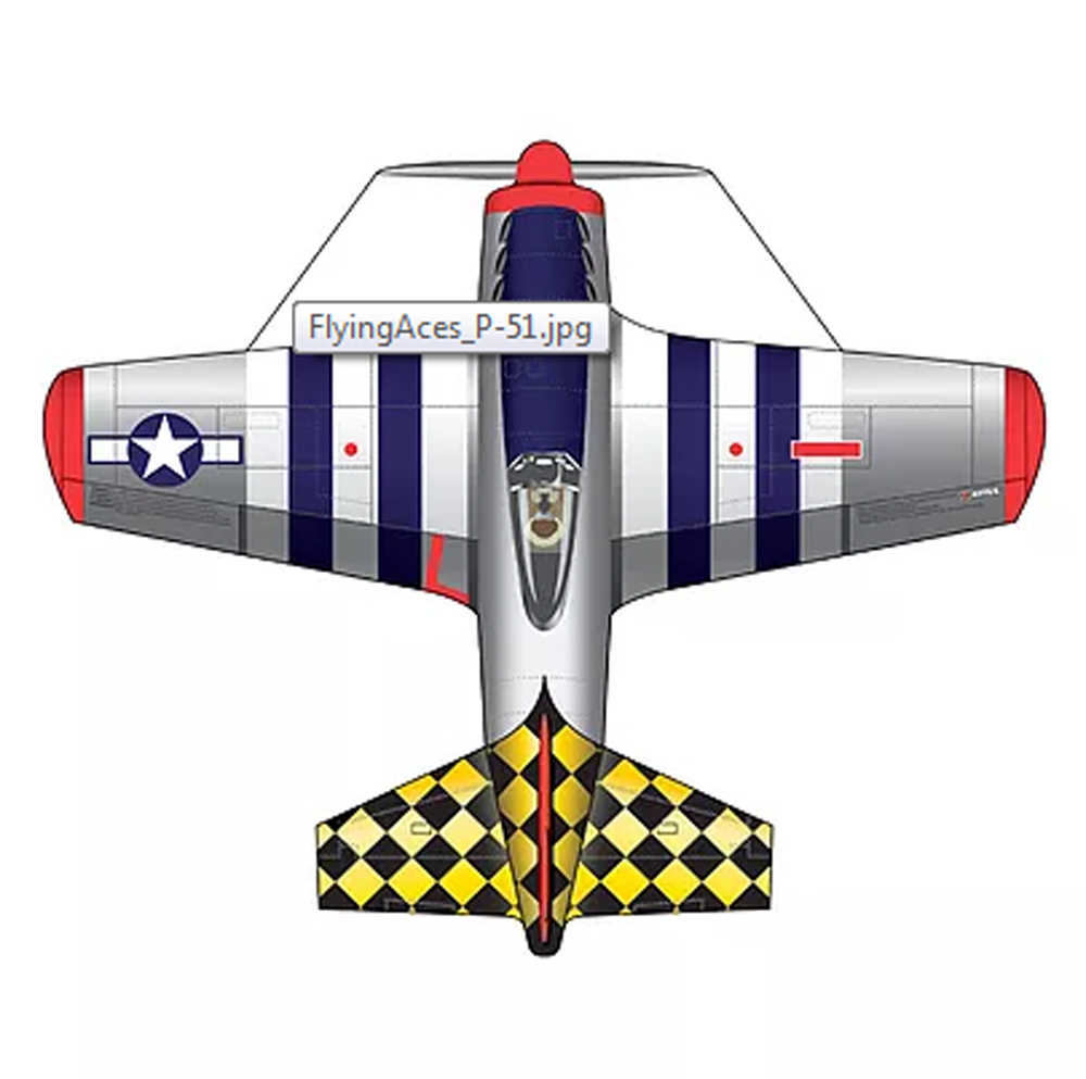 37" Flying Aces Poly Airplane Kite (P51 Mustang)